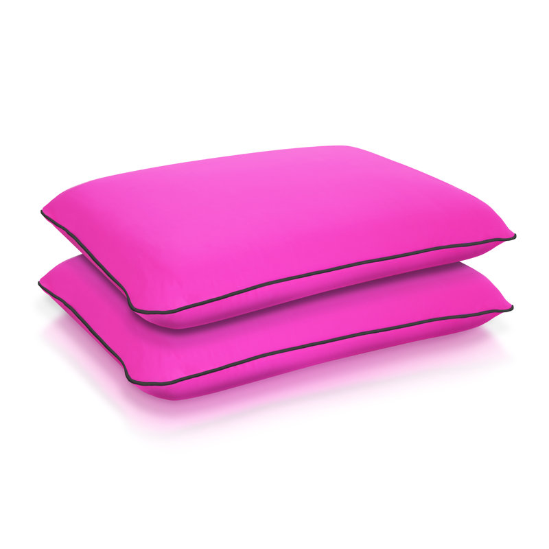 Memory Foam Fun Pillow Medium Standard Bed Pillow with Cool-to-the-Touch Cover, Party Pink