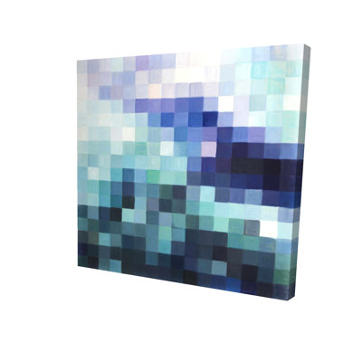 Pixelized Landscape | Abstract Blue Modern Canvas Decor