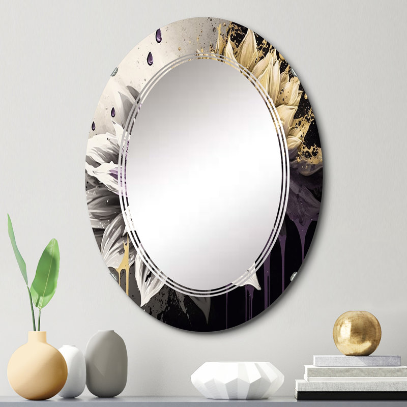 Pratheek Dahlia Flower II - Floral Dahlia Wall Mirror, 30" x 20"