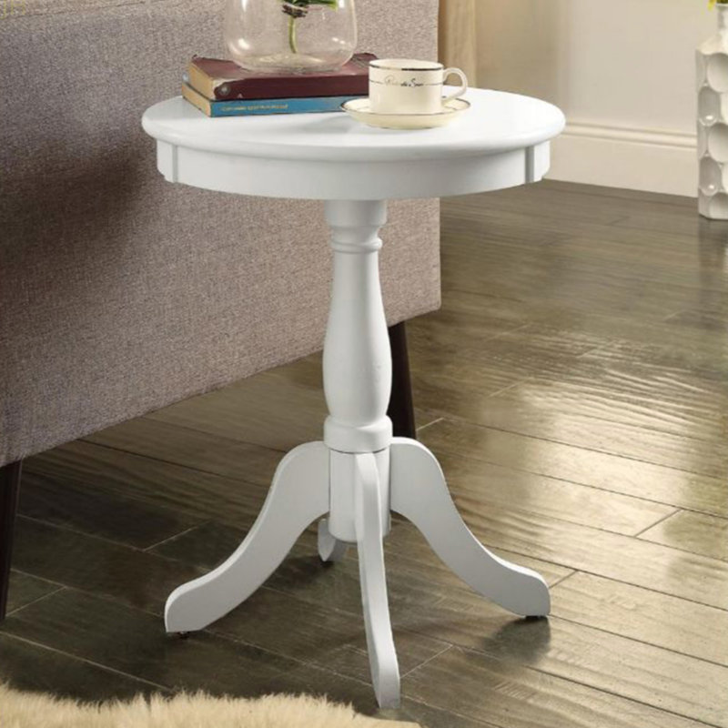 Table d'appoint ronde à piédestal, blanc