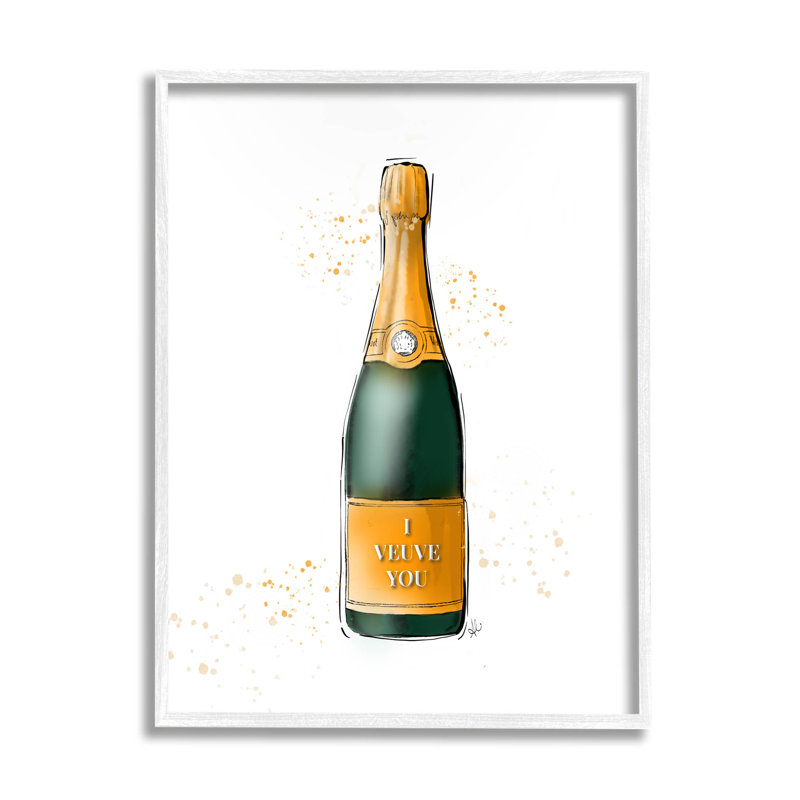 «I Veuve You», estampe numérique par Alison Petrie, H 20 po x l 16 po x P 1,5 po, Giclée encadrée blanc bord de mer