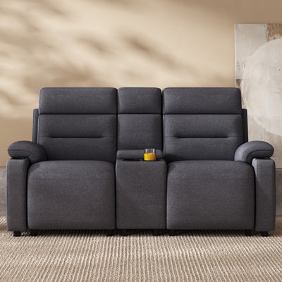 Canapé double inclinable électrique de 178 cm (70,1 po) avec console centrale, porte-gobelets et ports USB, gris foncé