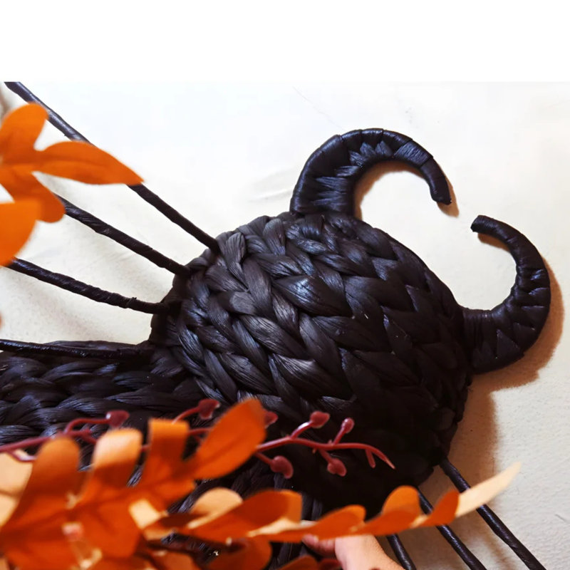 Décoration murale araignée noire tissée à la main avec corne enroulée - ensemble de 2 décorations d'Halloween