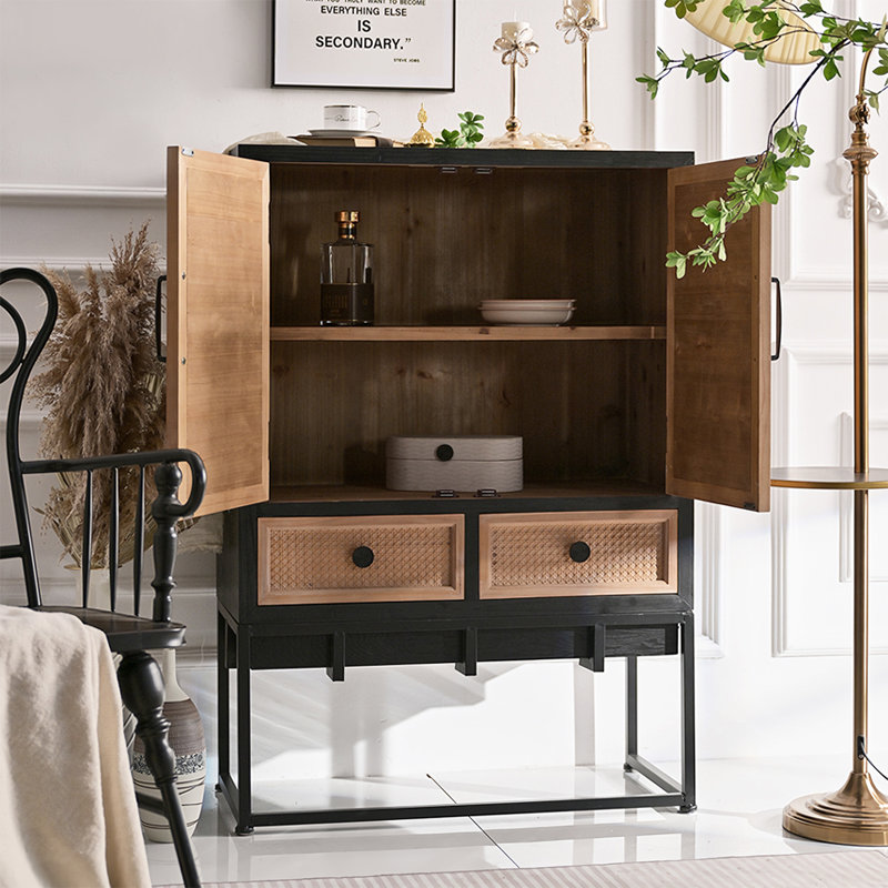 Simple Do Old  Wooden Black Sideboards