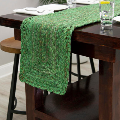 Awena Handmade Braided Cotton Green Area Rug in Green