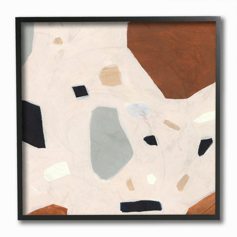 «Abstract Shards Pink Blue Black» par Victoria Borges - reproduction d'art, H 12 po x l 12 po, Cadre noir