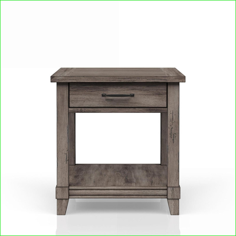 Rustic Gray Living Room Coffee Table with USB Charging Ports &amp; Storage Drawer, Space-Saving