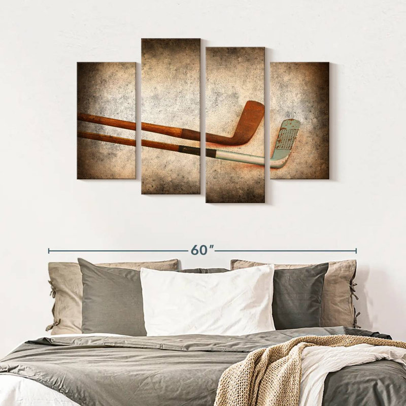 «Old Hockey Club on Canvas», reproduction de 4 pièces, H 52 po x l 32 po x P 1,25 po