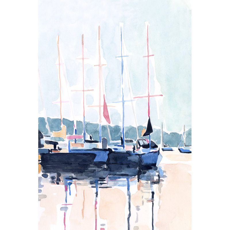 Watercolor Boat Club I by Emma Scarvey - Painting Print, 122cm H x 81cm W, Wrapped Canvas