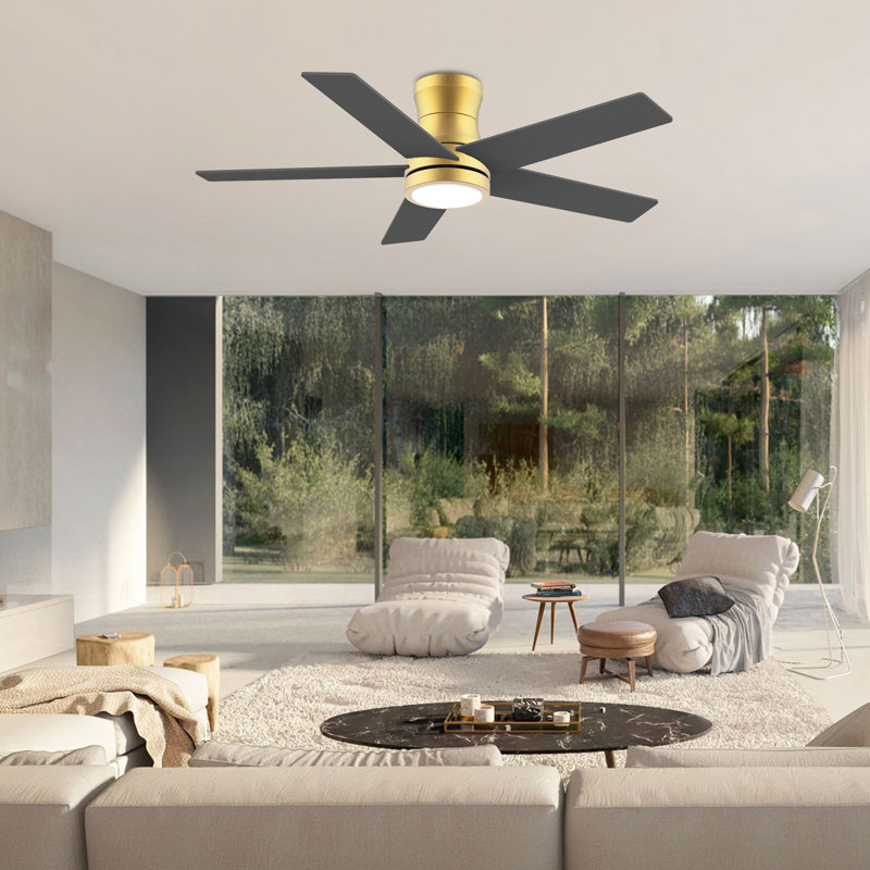 Ventilateur de plafond encastré à 5 pales avec éclairage à distance, commande vocale Alexa WIFI, moteur à courant continu silencieux
