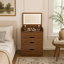 Bureau de coiffeuse 3-en-1 avec miroir éclairé à DEL et tabouret, coiffeuse à maquillage multifonctionnelle avec rangement caché, ensemble de coiffeuse compact pour le vestiaire de la chambre à coucher-129459595