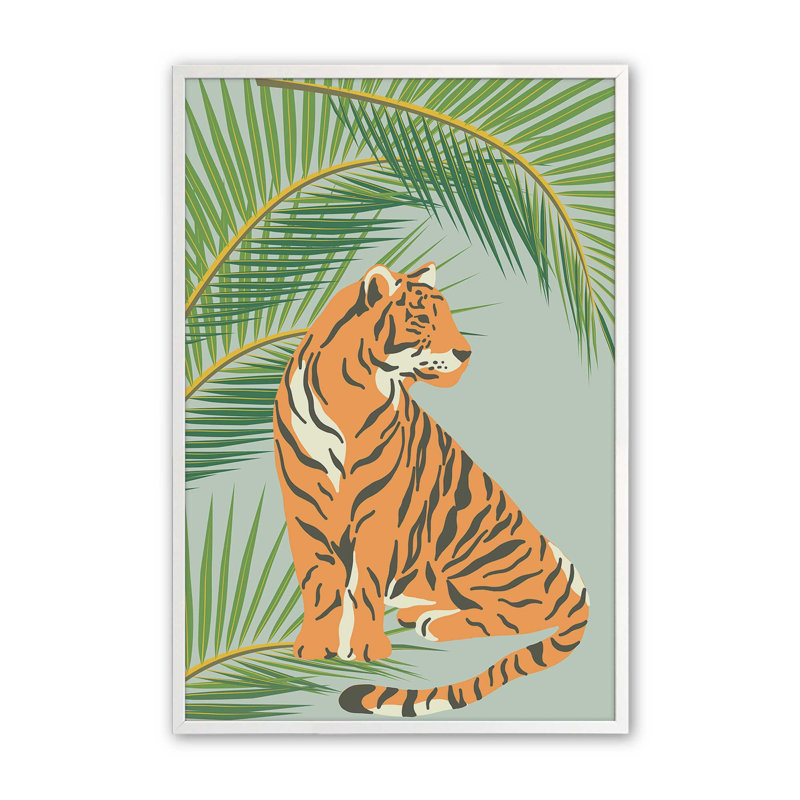 Imprimé tigre, H 15 po x l 12 po, Blanc opaque