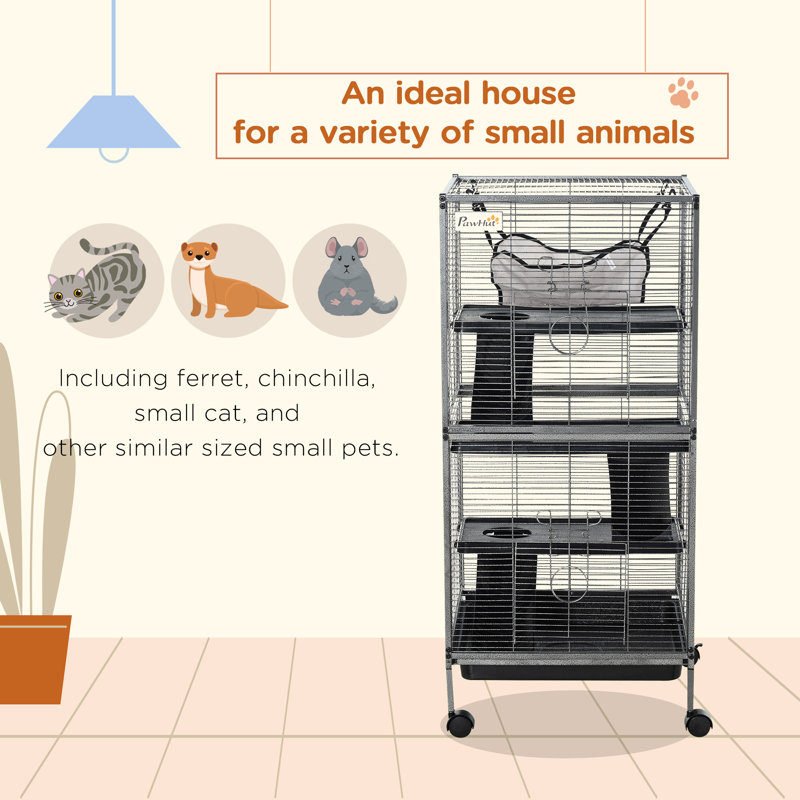 Cage en métal pour petits animaux, Gris