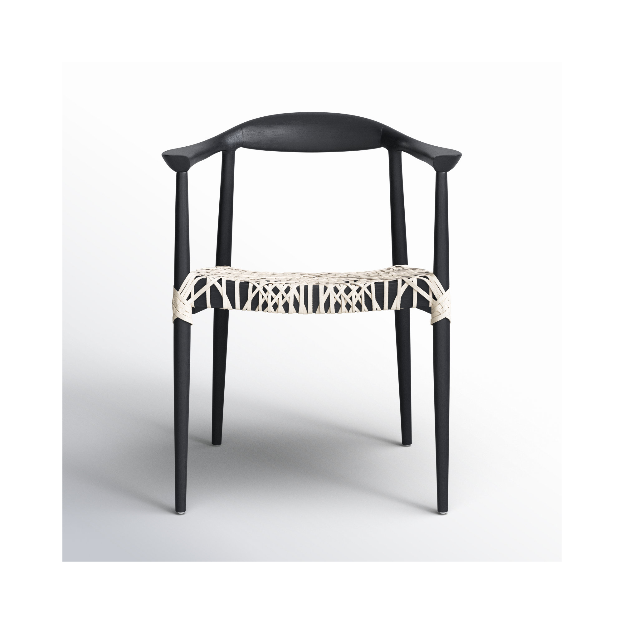 Kazbah Leather Dining Arm Chair, Black/White