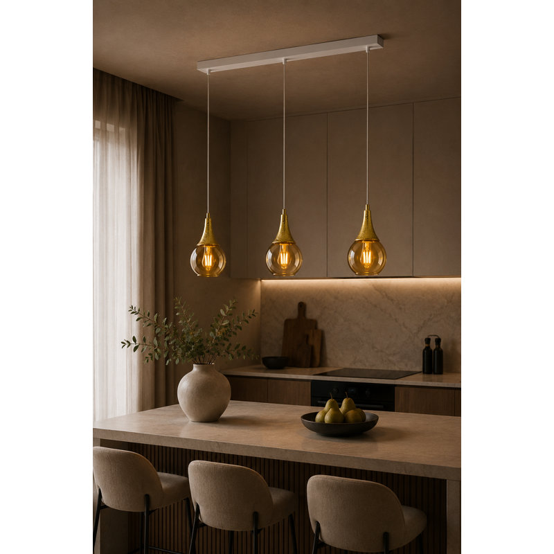Crespin 3 - Light Kitchen Island Pendant, Gold, White/Gold