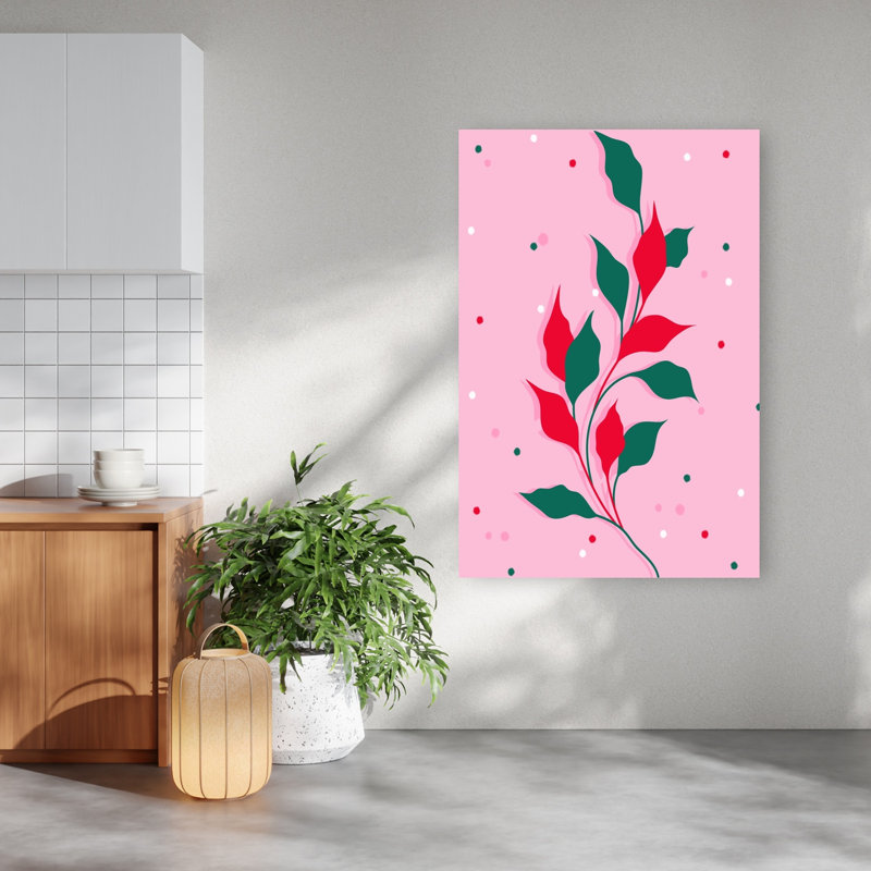 «Festive Botanical Leaves», impression d'art moderne et coloré sur plante naturelle, 60" H x 40" W