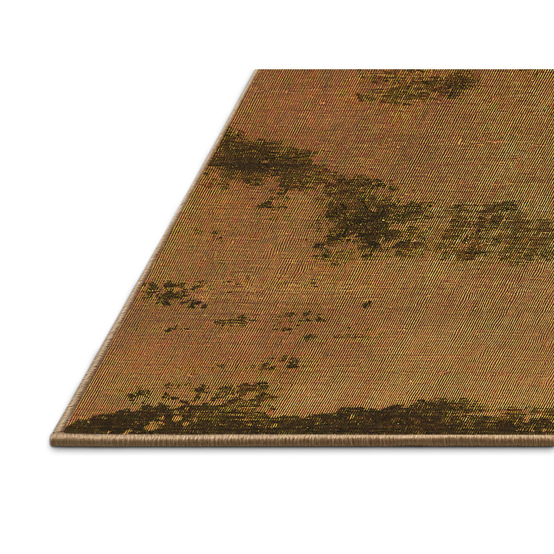 Tapis de couleur unie en laine / polyester tissé à la machine en jaune / brun, Rectangle 8 pi x 12 pi