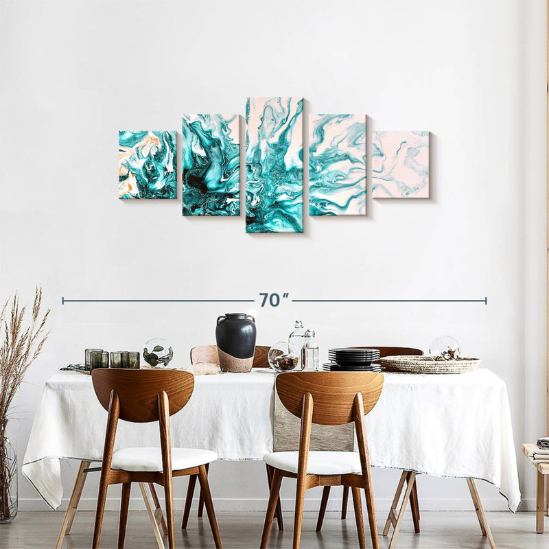 Avery Turquoise Dynamic Abstract, 24" H x 55" W