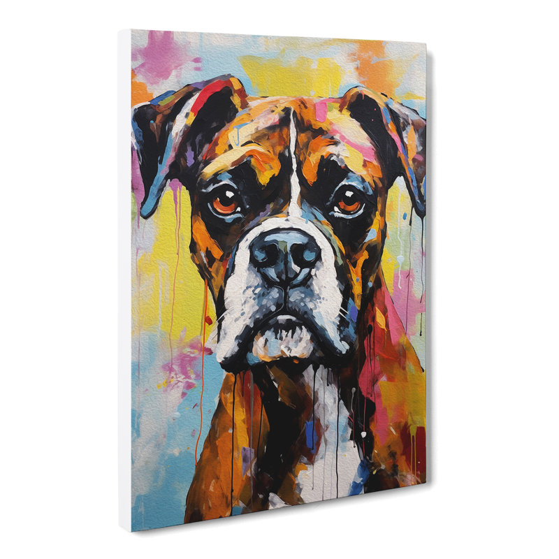 Boxer Dog Gestural - Wrapped Canvas, 60cm H x 40cm W x 3cm D