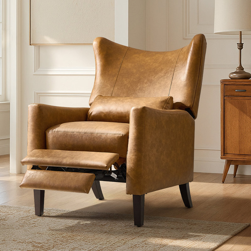 Fauteuil inclinable manuel en faux cuir Alexis, Chameau