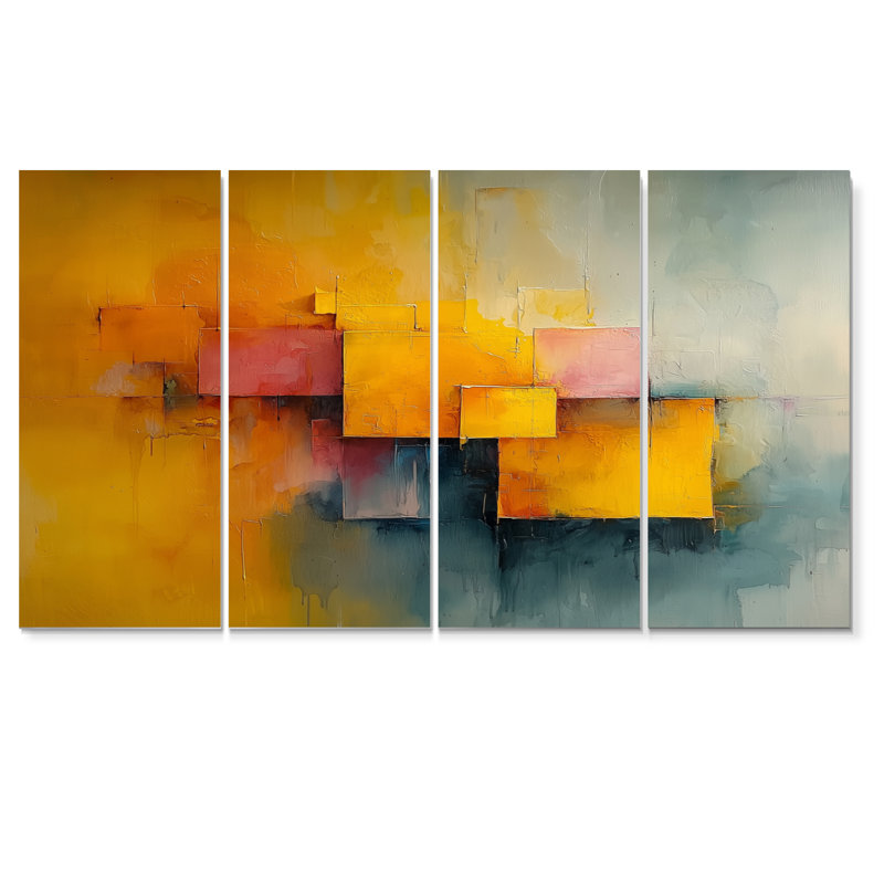 Geometric Pulse Optique Ar VI - Pulse - Art mural moderne pour le salon, 4, H 28 po x l 48 po