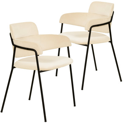 Chaise de salle à manger rembourrée avec pieds en acier inoxydable thermolaqué Wainaku