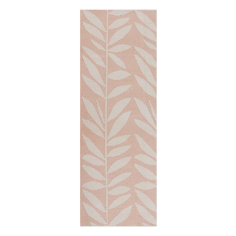 Floral Area Rug in Pink/Ivory, Runner 2'6" x 7'