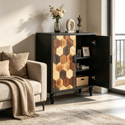 Buffet avec motif en nid d'abeille, armoire d'appoint moderne