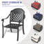 Chaise de patio en fonte d'aluminium 4 pièces avec structure noire et coussins rouges