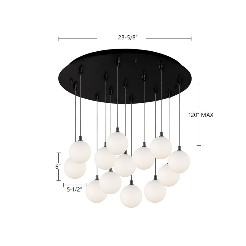 Bolla 25-in Brushed Gold 13-Light Multi Pendant, 13 Lights, 36 W, Brushed Gold