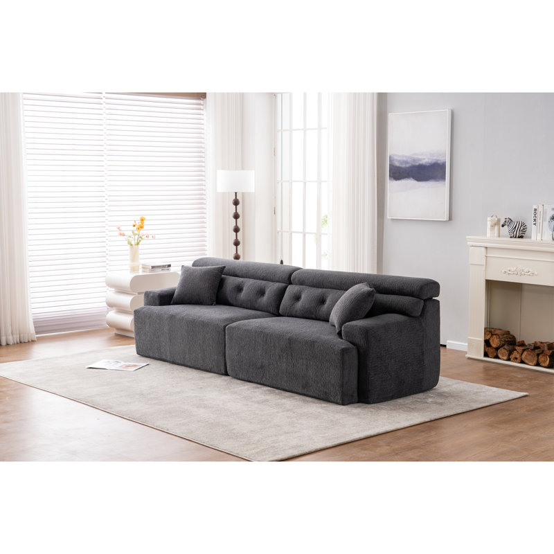 4 canapés à compression avec tissu respirant pour salon de luxe, Gris foncé