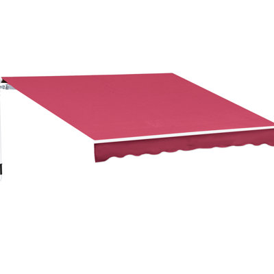 Auvent de patio 10 pi x 8 pi rouge et tissu aquatique avec cadre en aluminium et rétraction manuelle pour terrasse, balcon, cour rouge 8 pi, manivelle