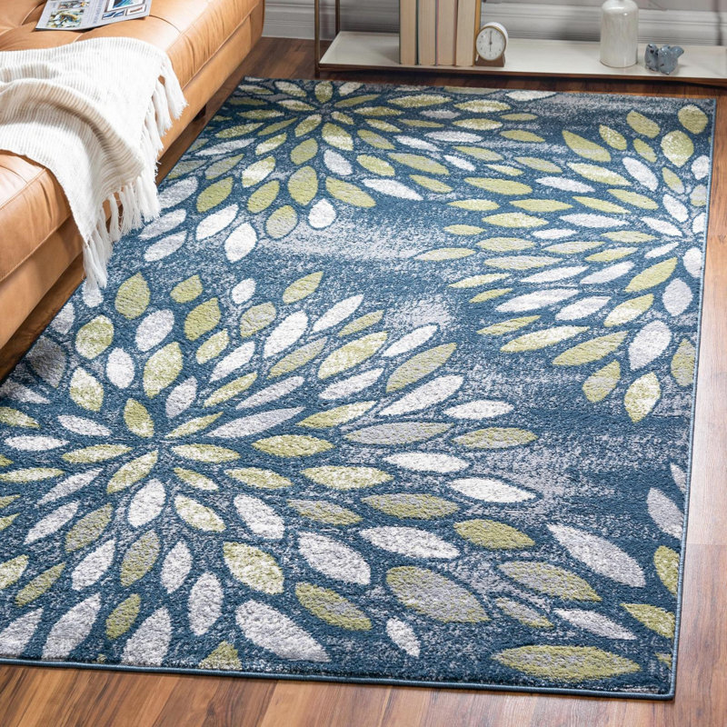 Aamia Abstract Area Rug, Rectangle 8' x 10', Blue