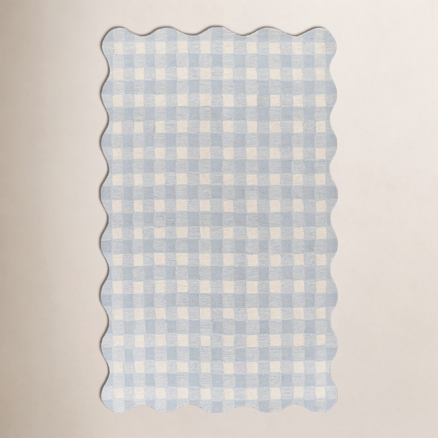 Lola Blue Hand-Tufted Plaid Wool Rug, Rectangle 8'10" x 11'10"