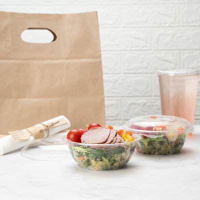 Restaurantware-Thermo Tek 12 Ounce Disposable Salad Bowls, 50 Round Deli Bowls - Avoids Cracks And Leaks, Lids Sold Separately, Clear Plastic Salad Container Bowl, For Cold Foods