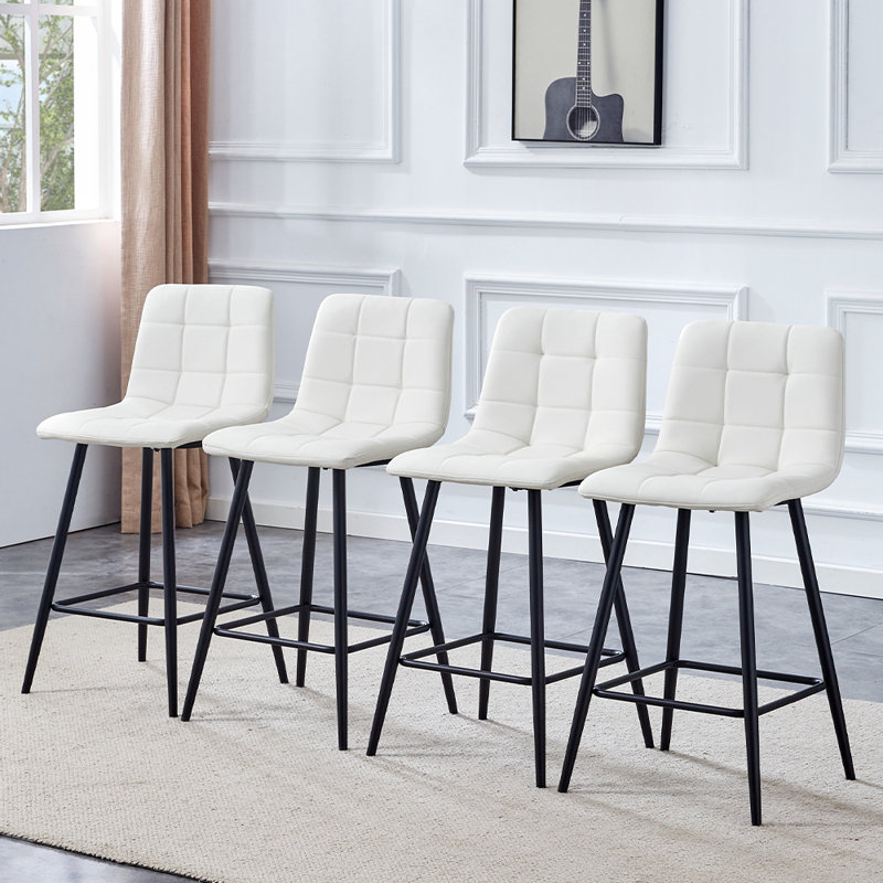 Modern Bar Chair Set, 4, White