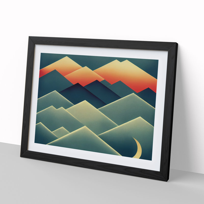 Exclusive Abstract Mountains - Single Picture Frame Painting, Black, 46cm H x 64cm W x 2cm D