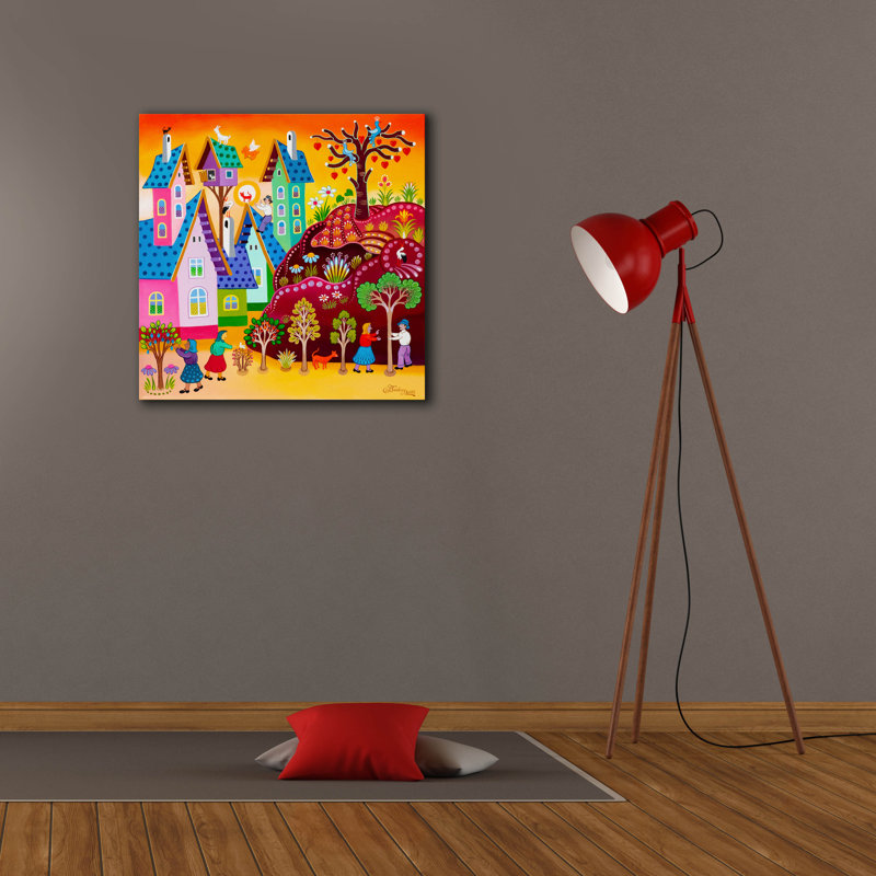  Art mural en toile, "Le chat qui sauve" par Koday, 26 po x 26 po