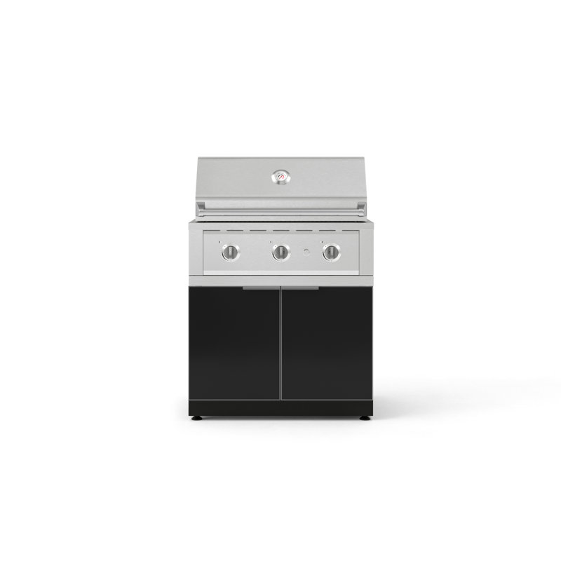 Ensemble de 2 armoires modulaires en aluminium pour l'extérieur Barbecue au gaz naturel performant, Gaz naturel, Noir