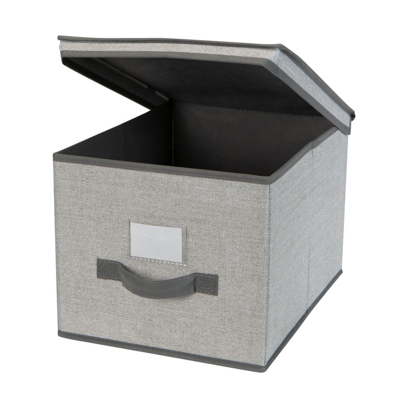 Large Gray Foldable Polypropylene Storage Bin with Lid