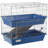 Tango 2-Tier Small Animal Cage, Chinchilla Ferret Cage Indoor with Dish and Bottle, 2 Doors, Deep Bottoms, Ramp, Blue