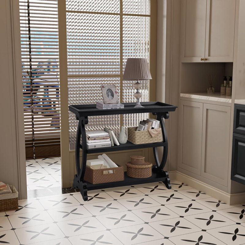 Console 39,37 po Delzora, Noir antique