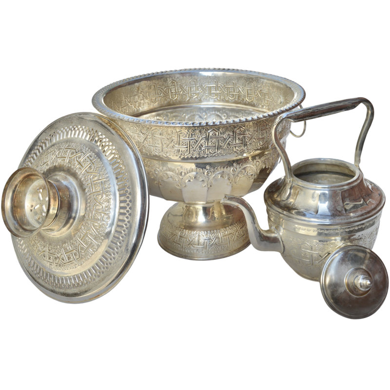 Ensemble de cuve et lavabo à motif mauresque Mid Mid Century