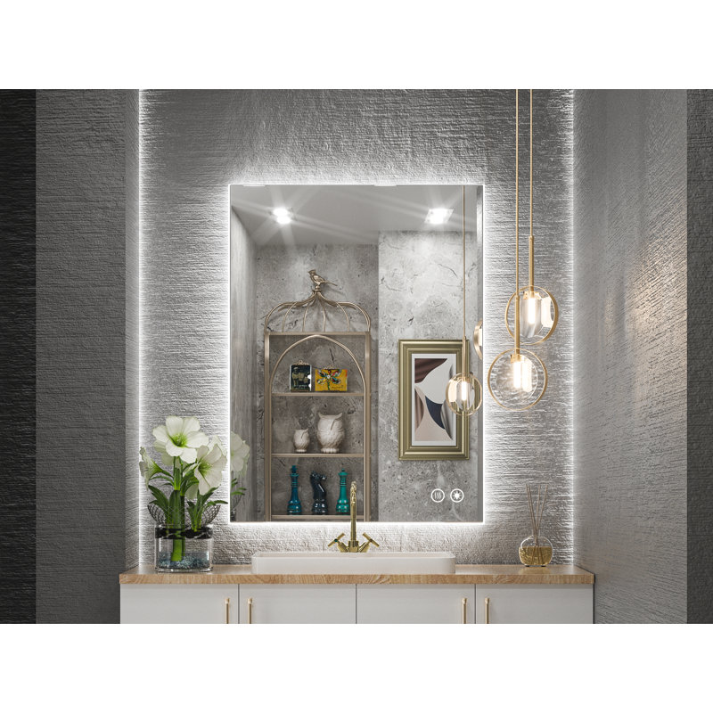 Sirard Frameless LED Lighted Bathroom Vanity Mirror Dimmable Anti Fog Wall Mirror, 28" x 20"