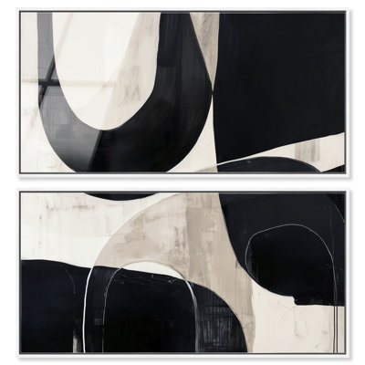 Ensemble d'art mural pour salon « Shadowed Arch III », impression acrylique encadrée, par Art Remedy, cadre blanc, 44 x 22 pouces