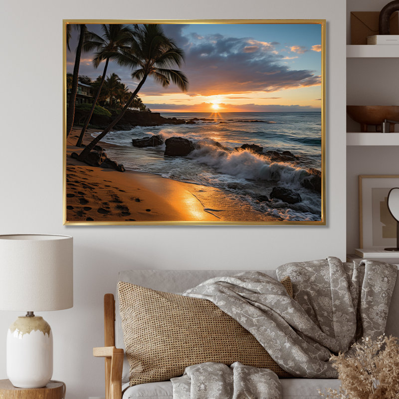 Aloha Tropical Dreamscape I, Gold Floater Framed, 12" H x 20" W x 1" D