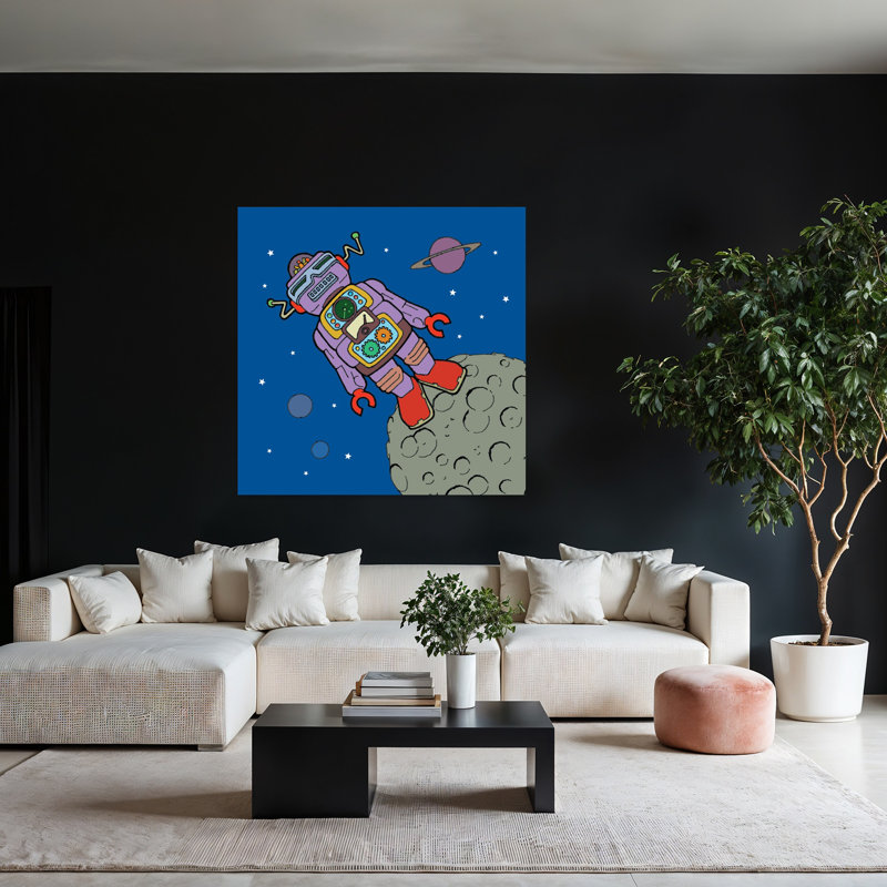 Asteroïde bot abstrait paysage urbain contemporain, H 48 po x l 48 po