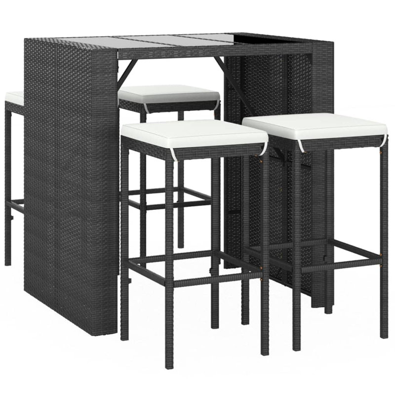 Dolphin Bar Set with Stools, Black, White