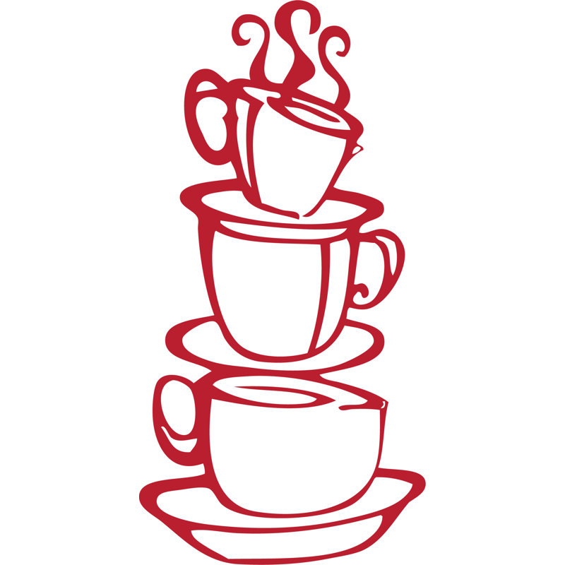Adhésif décoratif double face tasse à café, H 17 po x l 33 po, Rouge