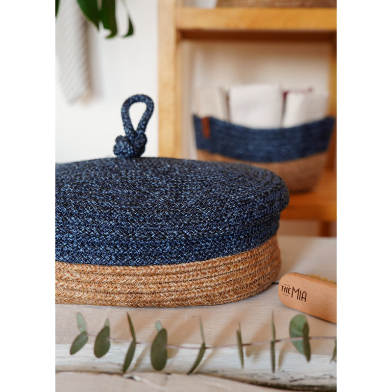 The Mia UK Jute / Sisal Box, Blue/Beige